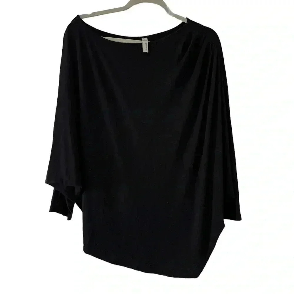 Loveappella Black asymmetrical dolman sleeved top Size L